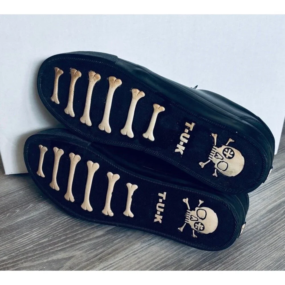 Tuk 12 Black Leather Creeper Sneaker White $90